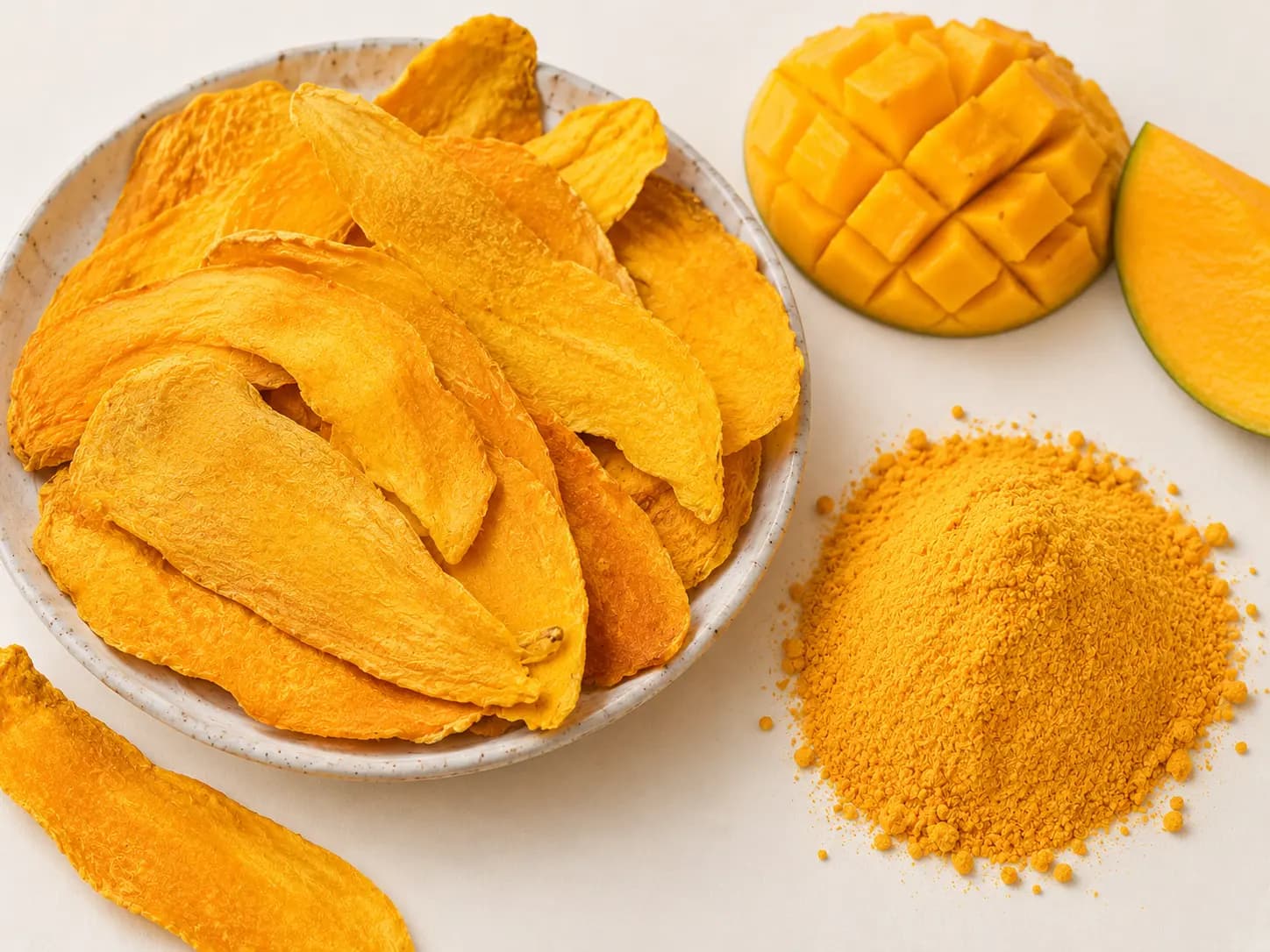 Freeze-dried mango pieces and powder - premium fruit ingredient supplier India