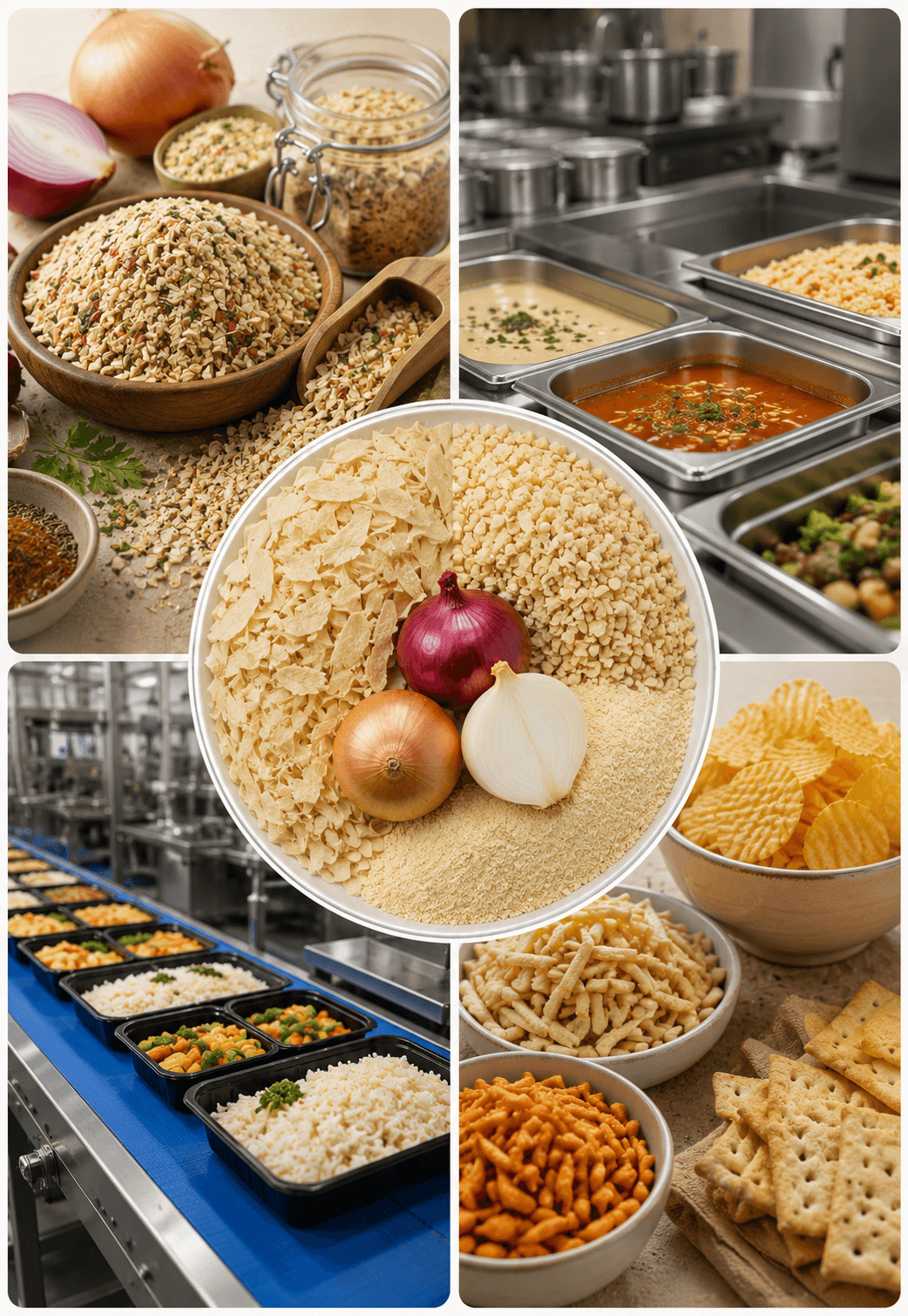 Dehydrated onion for commercial food manufacturing applications in New Zealand